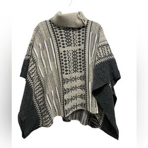 Yaira Turtleneck Knit Poncho Sweater